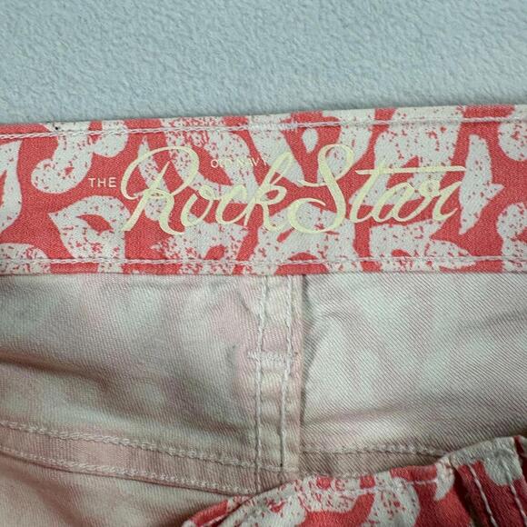 Old Navy Rockstar Women’s Skinny Jeans Coral White Floral Print Size 4 - Picture 5 of 9